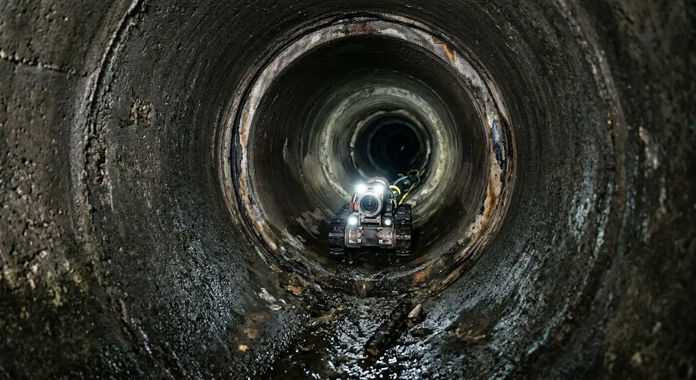 Robotic sewer camera inspecting pipe interior for Sewer Line Cleaning in Summit Park